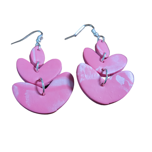 Heart Dangle Earrings Pink