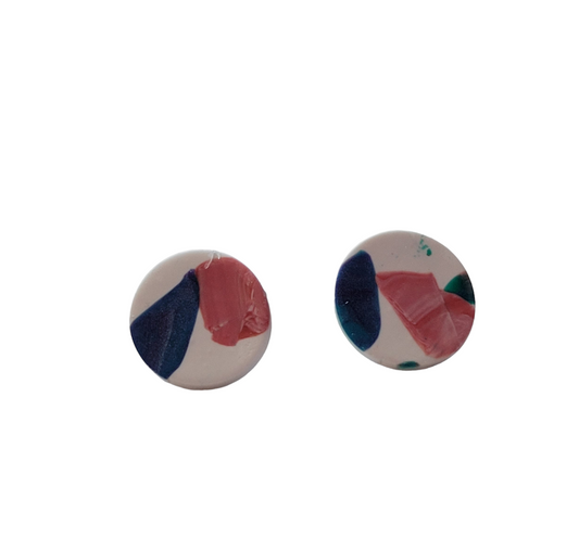 Women's Round Button Earrings