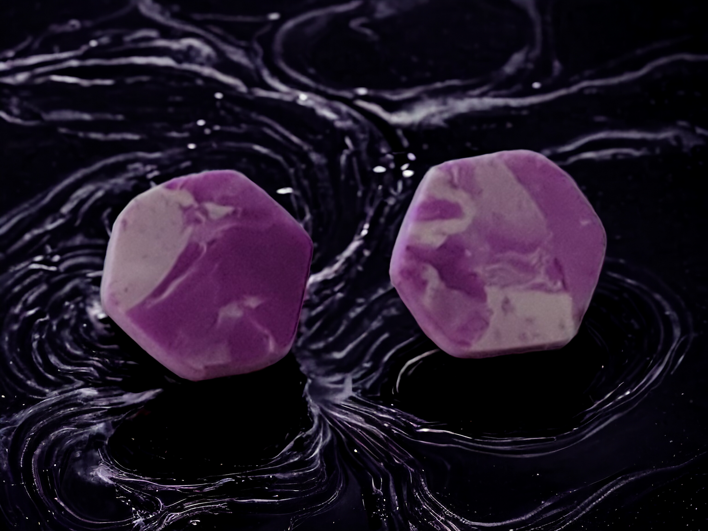 Purple Marbled Stud Earrings